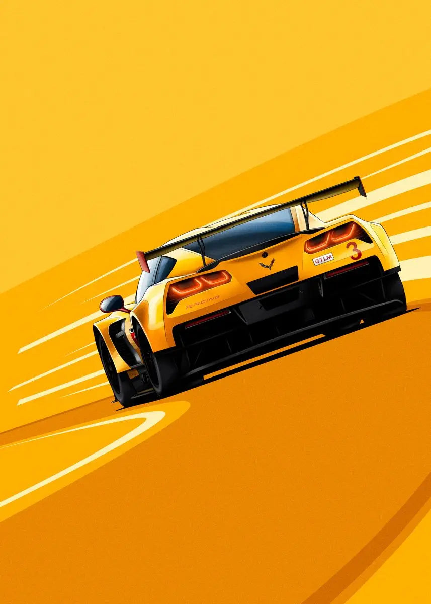 Cartoon Racing Car Canvas Poster — Motorsport Wall Art for Boys & Teens