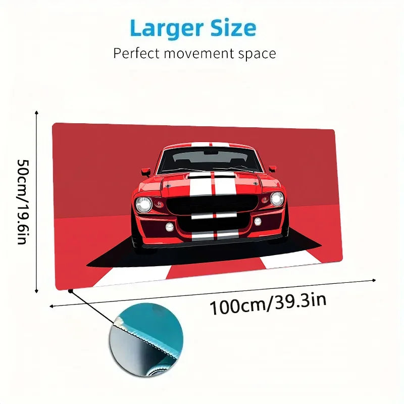Red Sports Car Desk Mat — 900x400mm Gaming Mouse Pad