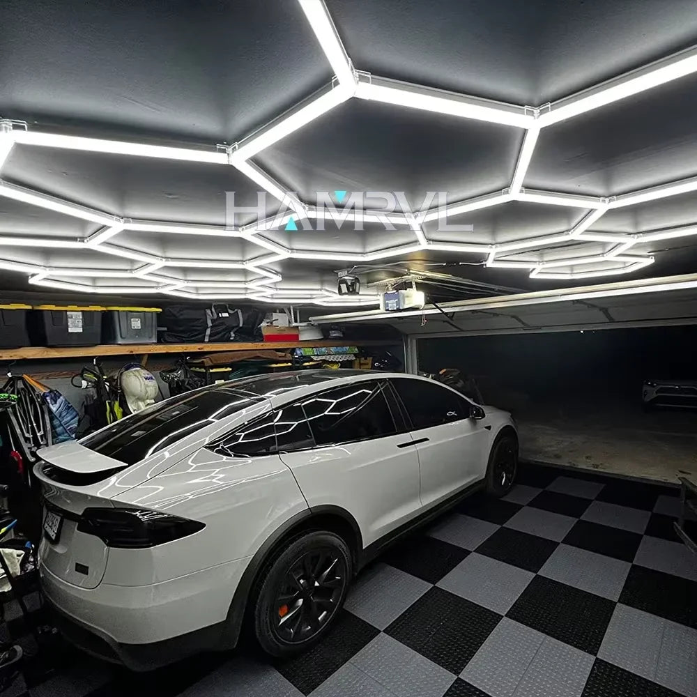 Hexagon Honeycomb LED Garage Lamp — IP65 Ceiling Light