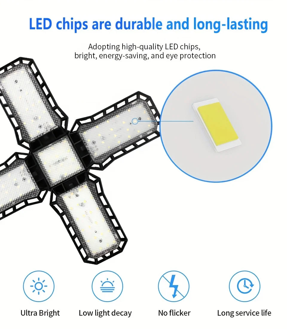 LED Garage Light Bulb — 40W 60W 80W E27 Adjustable Panel