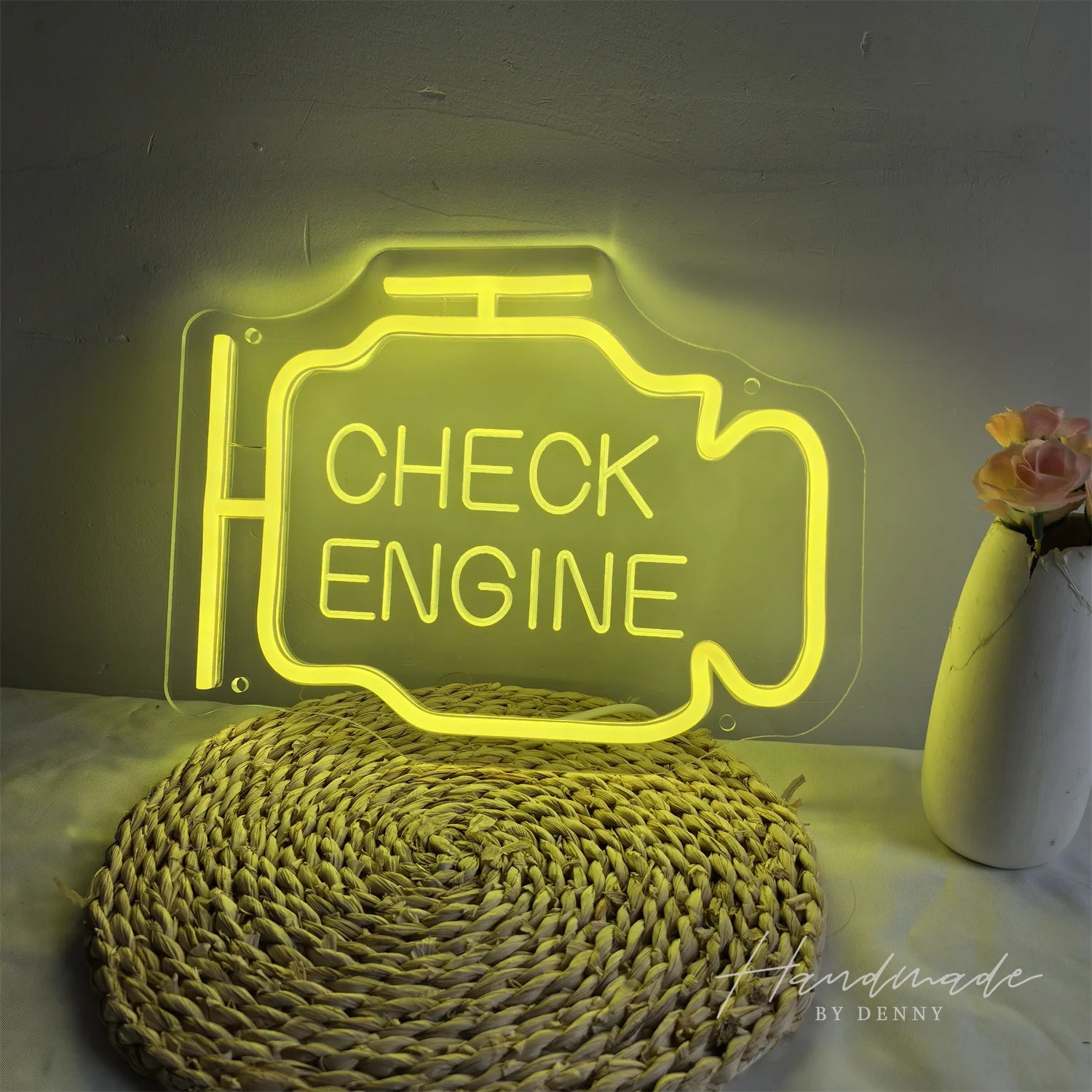Check Engine Neon Sign — LED Garage & Man Cave Wall Art