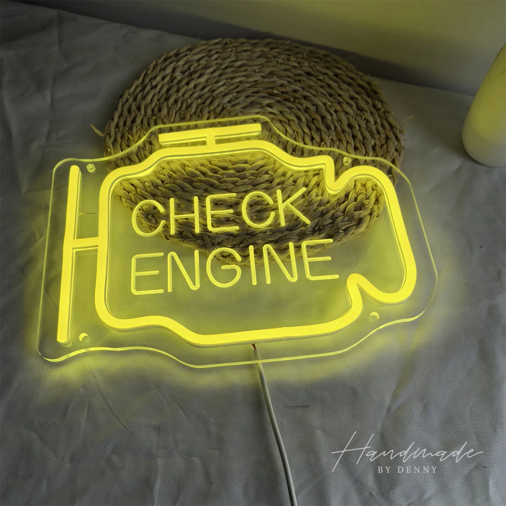 Check Engine Neon Sign — LED Garage & Man Cave Wall Art