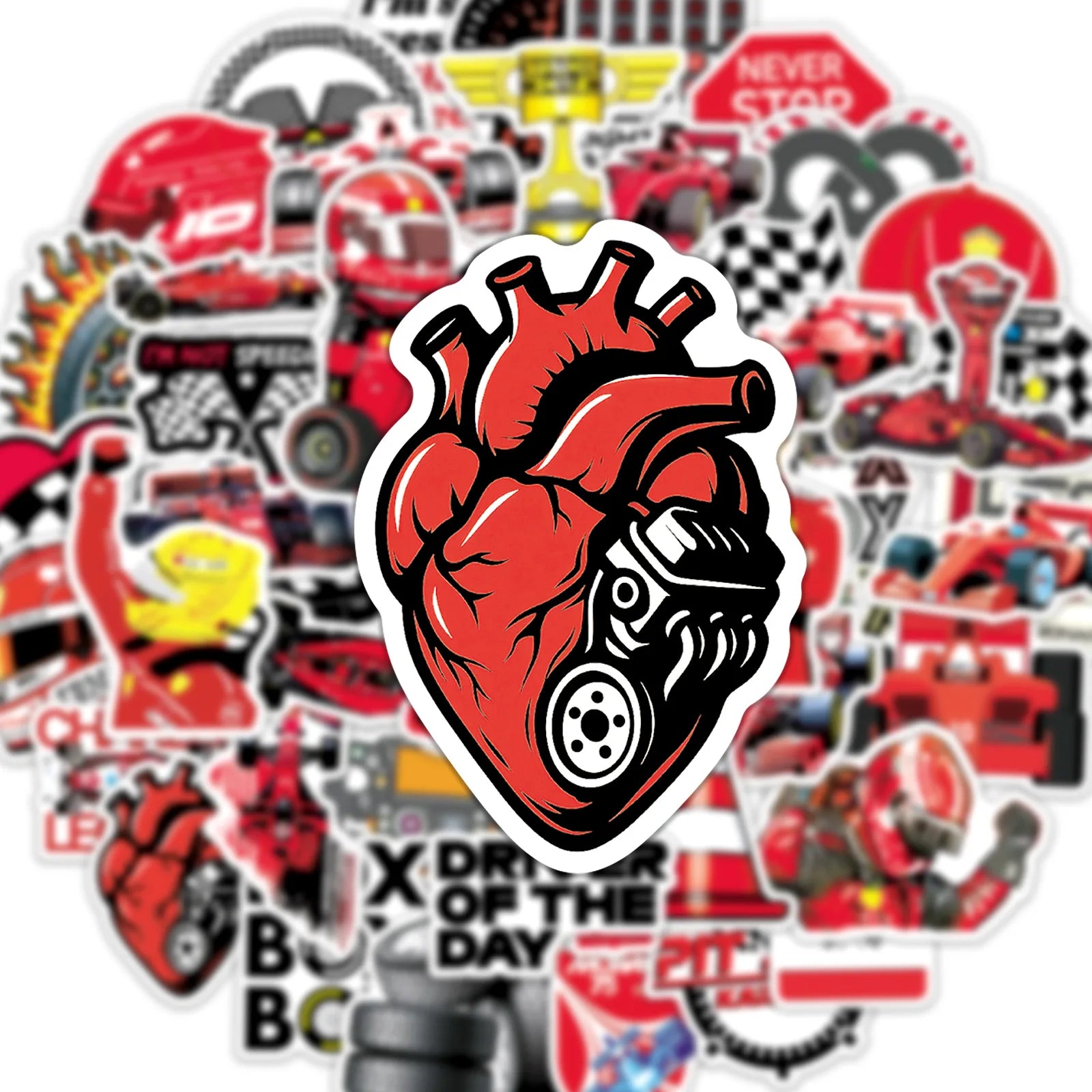 Classic Racing Sticker Pack — 50 Pcs Motorsport Decals
