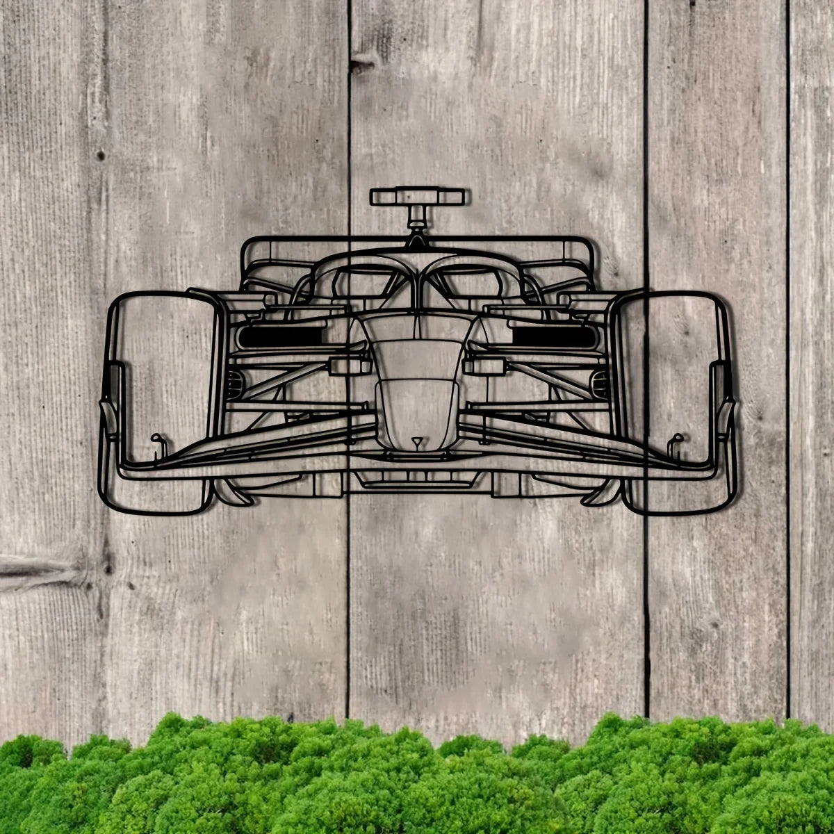 Racing Car Silhouette Metal Wall Art — Black Iron Garage Decor