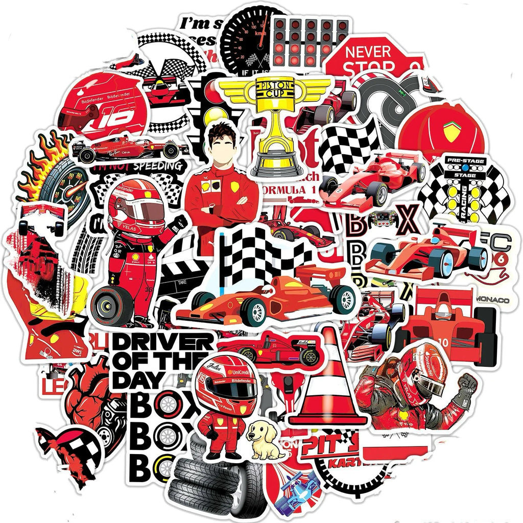 Classic Racing Sticker Pack — 50 Pcs Motorsport Decals