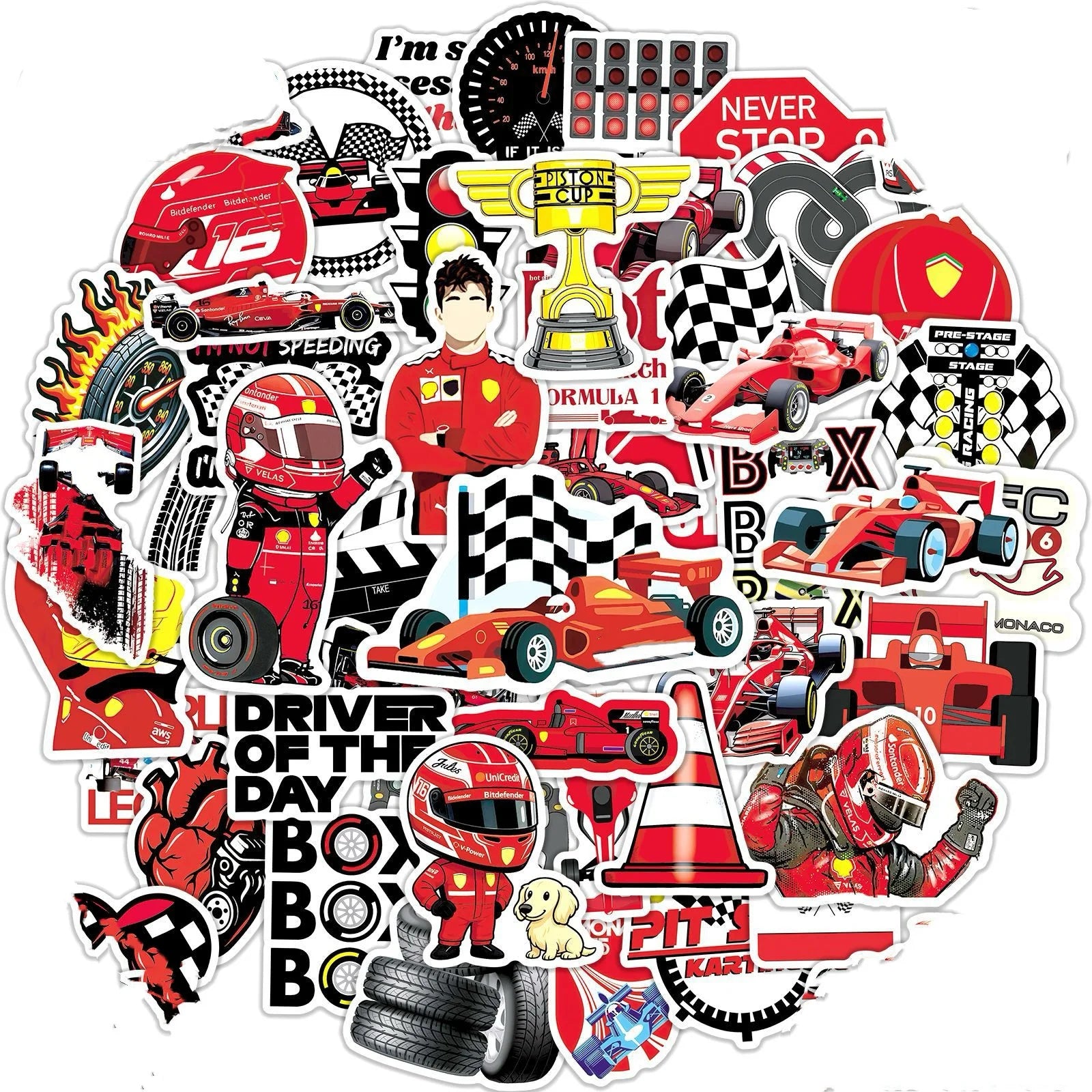 Classic Racing Sticker Pack — 50 Pcs Motorsport Decals