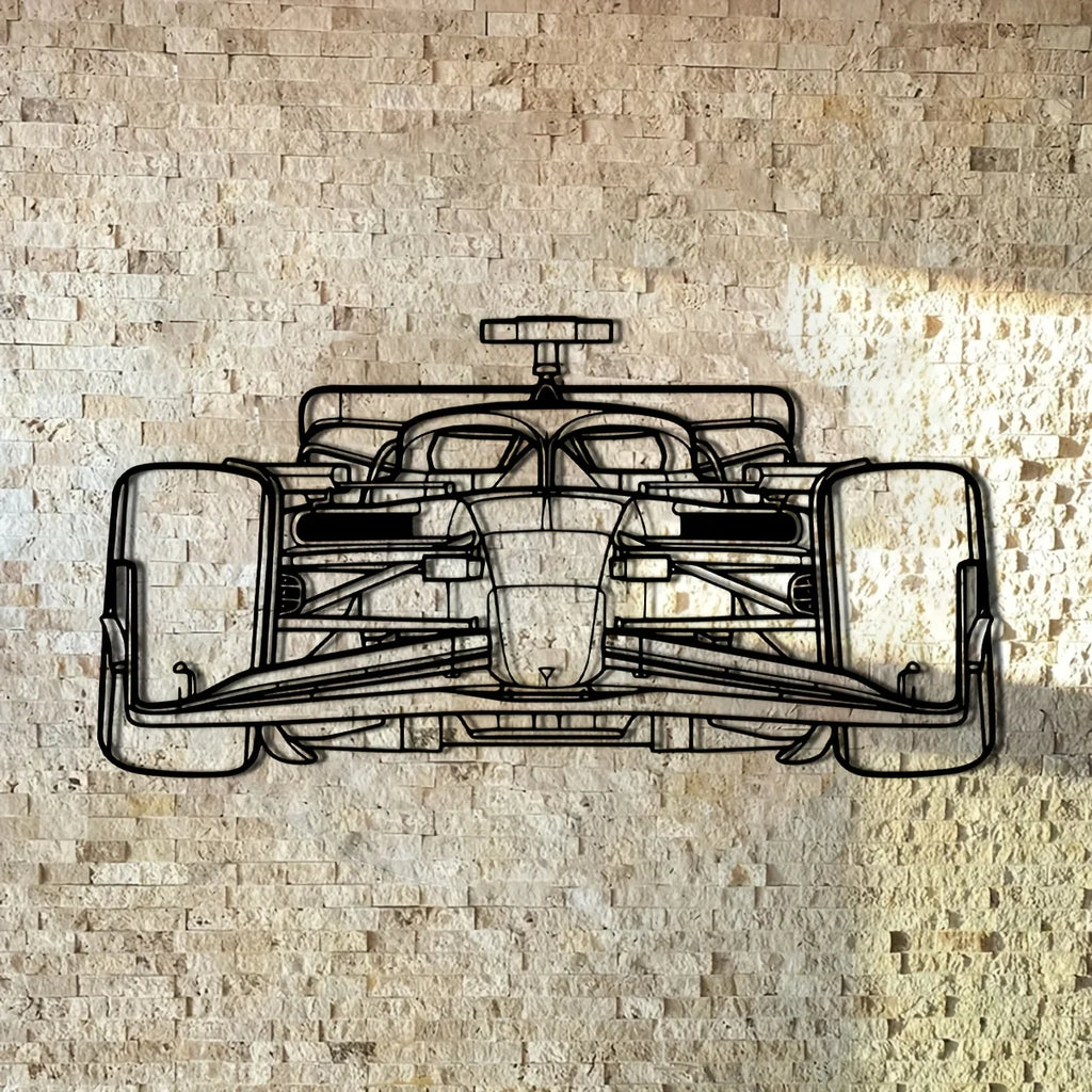 Racing Car Silhouette Metal Wall Art — Black Iron Garage Decor