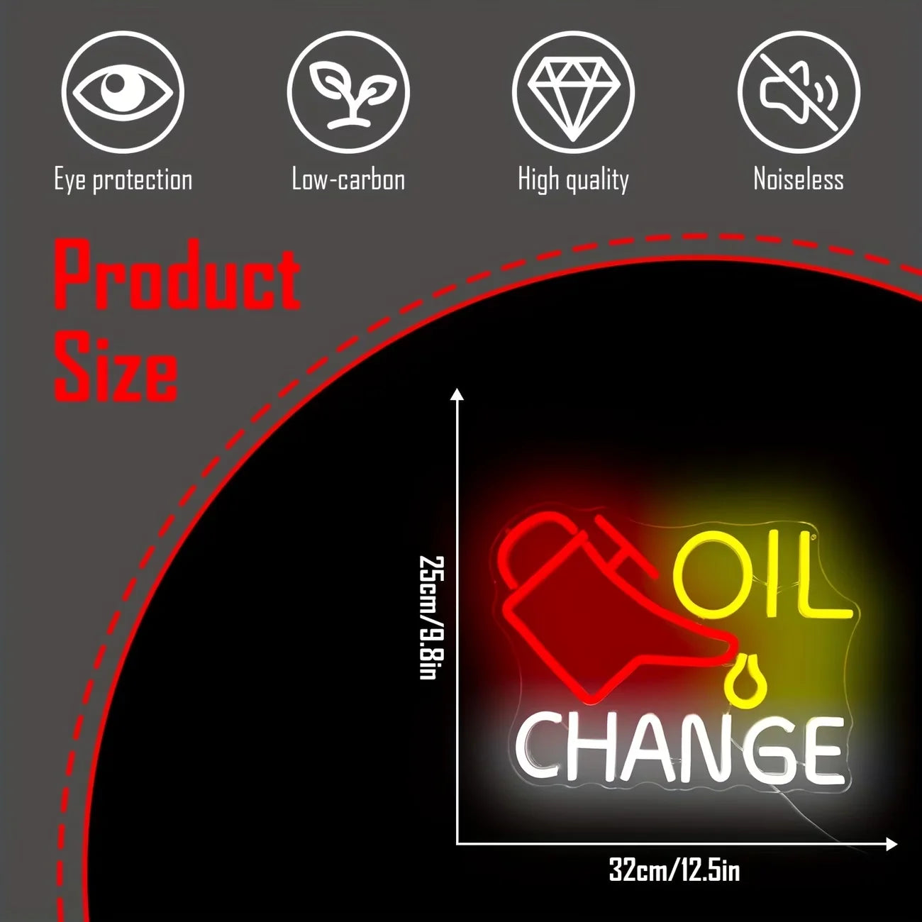 Oil Change Neon Sign — LED Auto Repair Garage Wall Decor