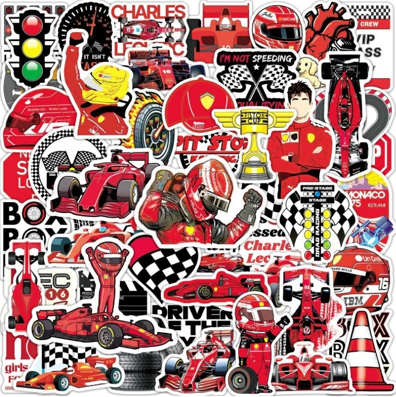Classic Racing Sticker Pack — 50 Pcs Motorsport Decals