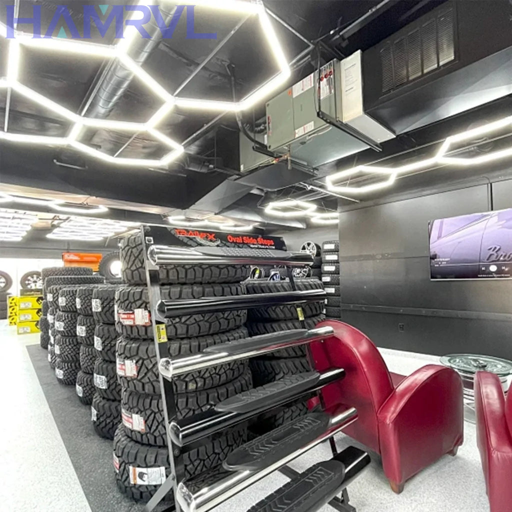 Hexagon Honeycomb LED Garage Lamp — IP65 Ceiling Light