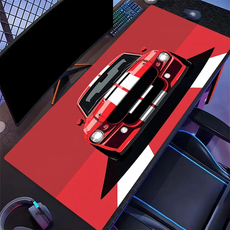 Red Sports Car Desk Mat — 900x400mm Gaming Mouse Pad