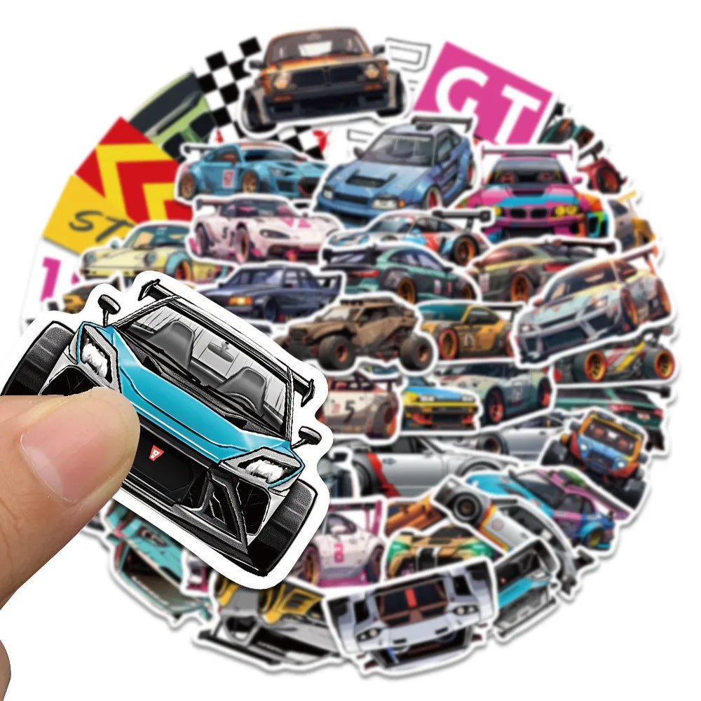 Sports Car Sticker Pack — 50 Pcs Racing Decals