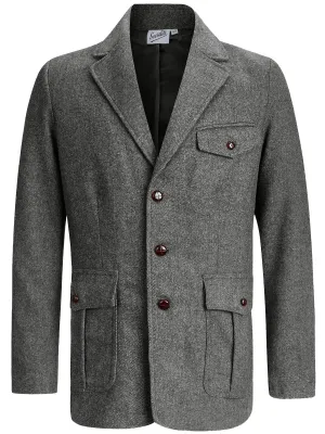 1940s Vintage Granville Herringbone Wool Jacket in Grey