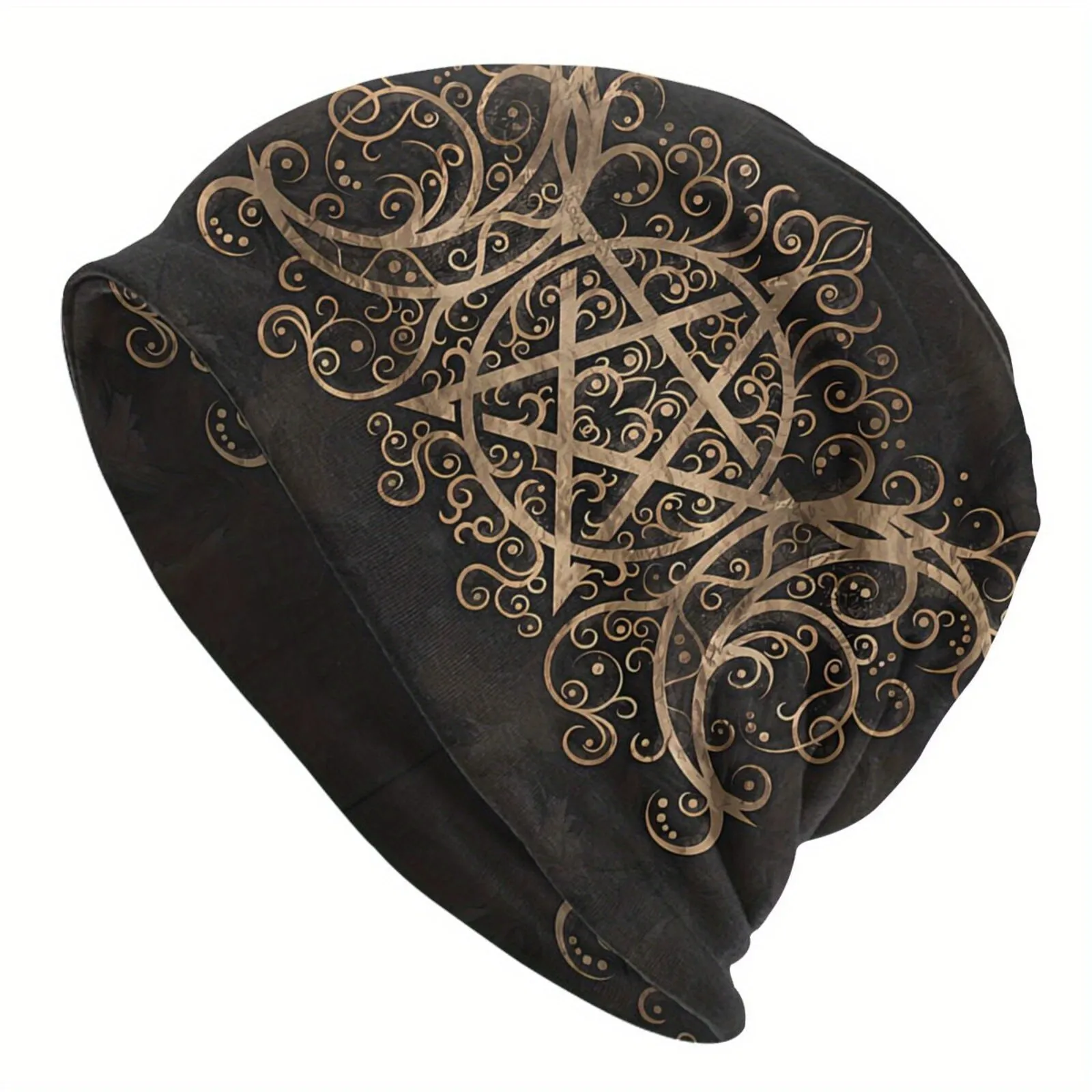 1pc Exquisite Triple Moon Triple Goddess Golden Star Windproof Thin Skullies Beanie Hat - Fashionable Skullies & Beanies for Women and Men with Unique Design and Ideal Gift Choice