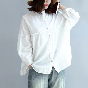 2018 spring white cotton tops plus size cotton shirts women blouses