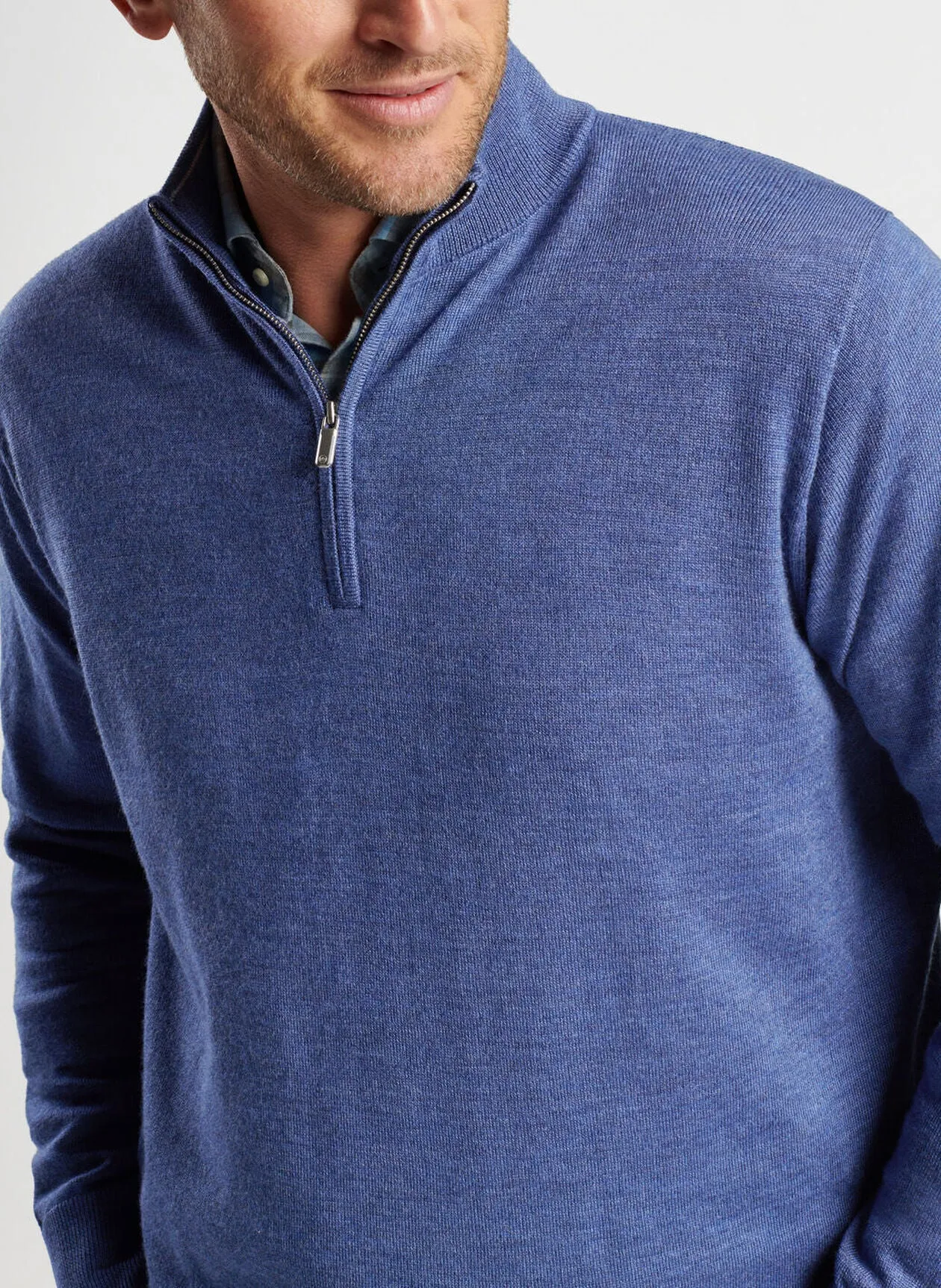 Autumn Crest Quarter-Zip in Ocean Blue by Peter Millar