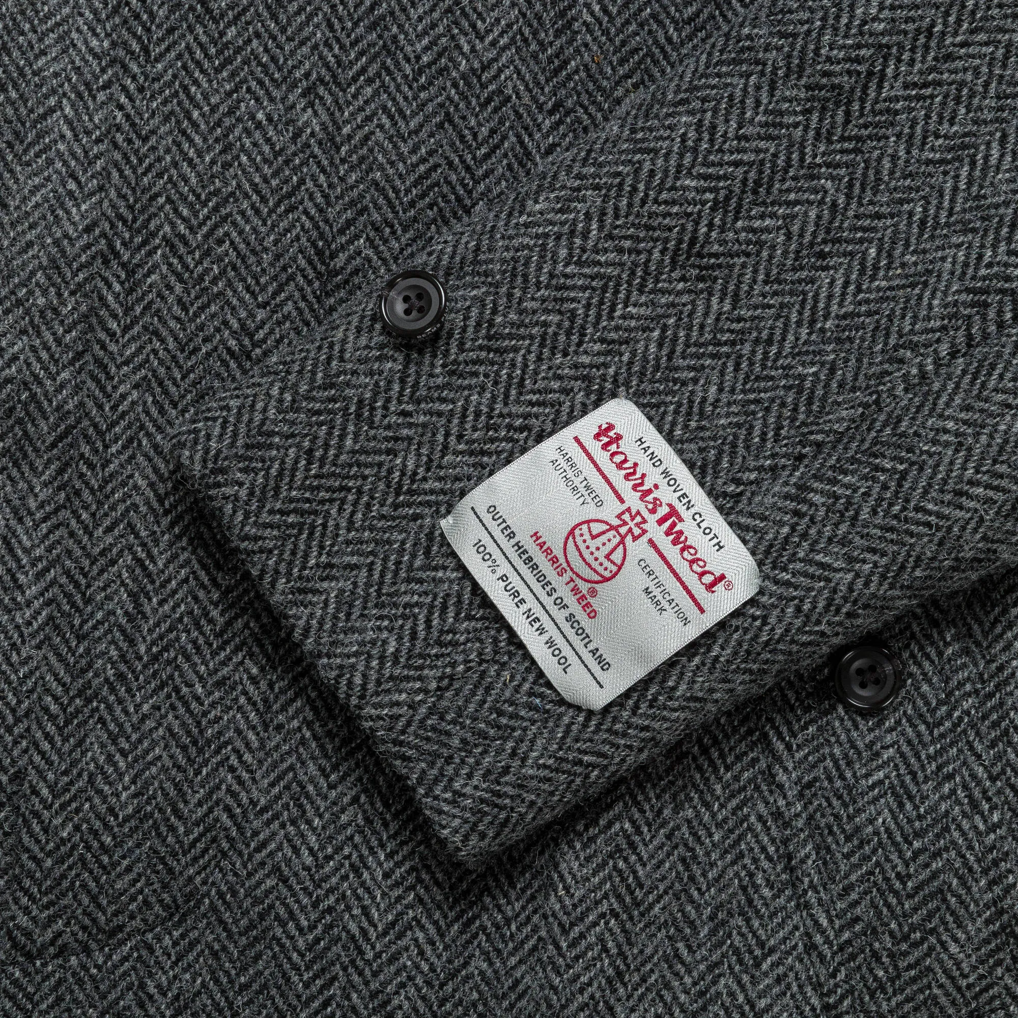 Bal Collar Coat Harris Tweed - Gray Herringbone