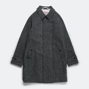 Bal Collar Coat Harris Tweed - Gray Herringbone