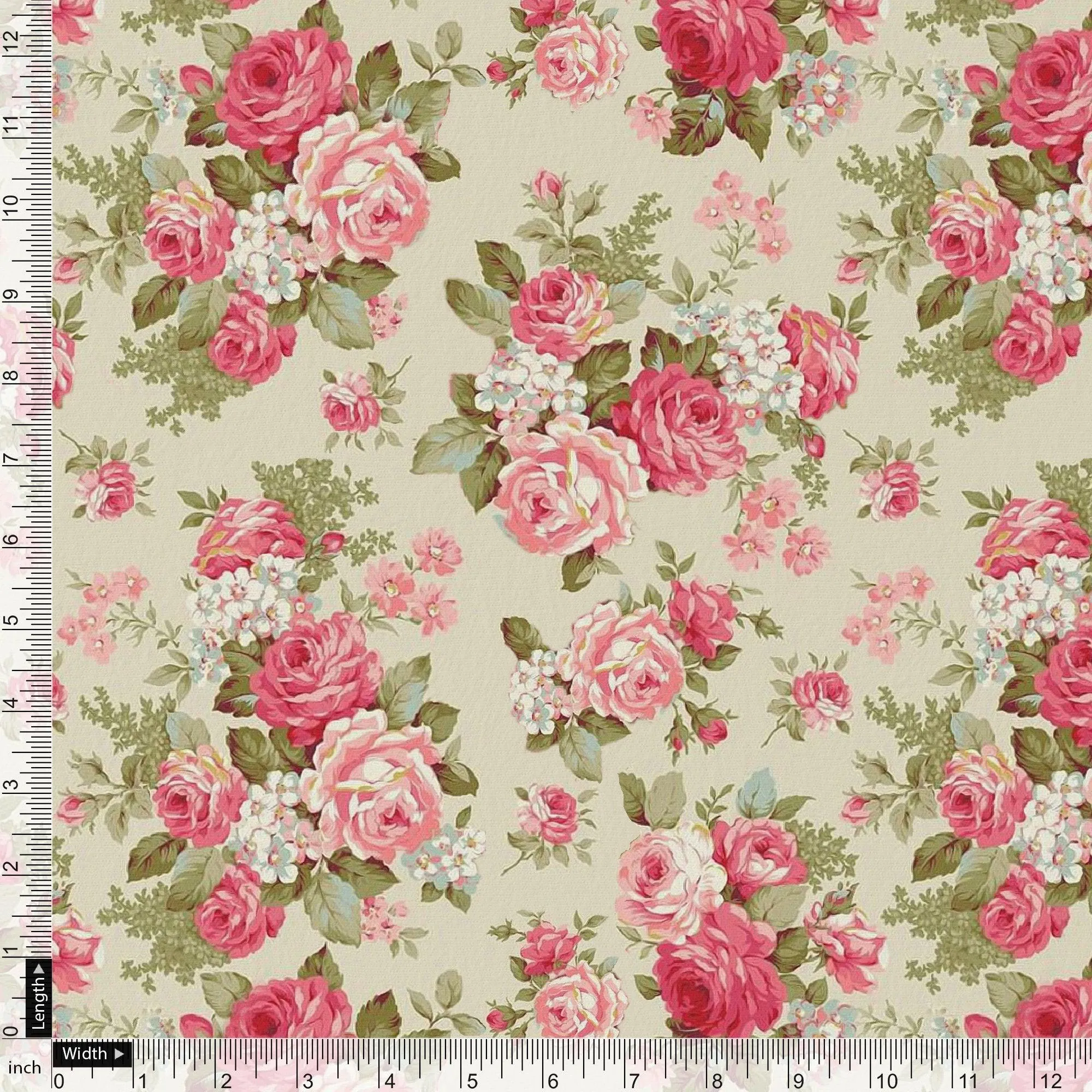 Beautiful Bunch of Roses Digital Printed Fabric