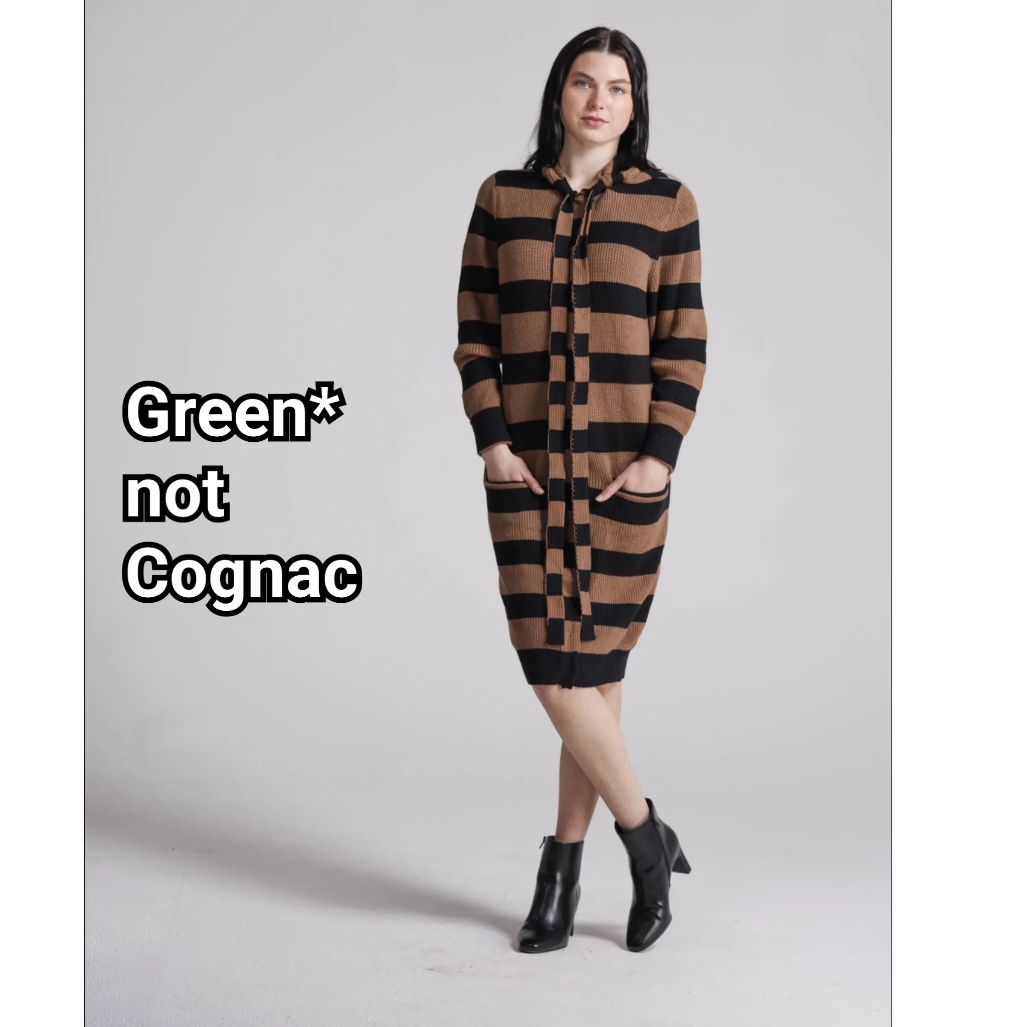 Black & Green Stripe Sweater Dress