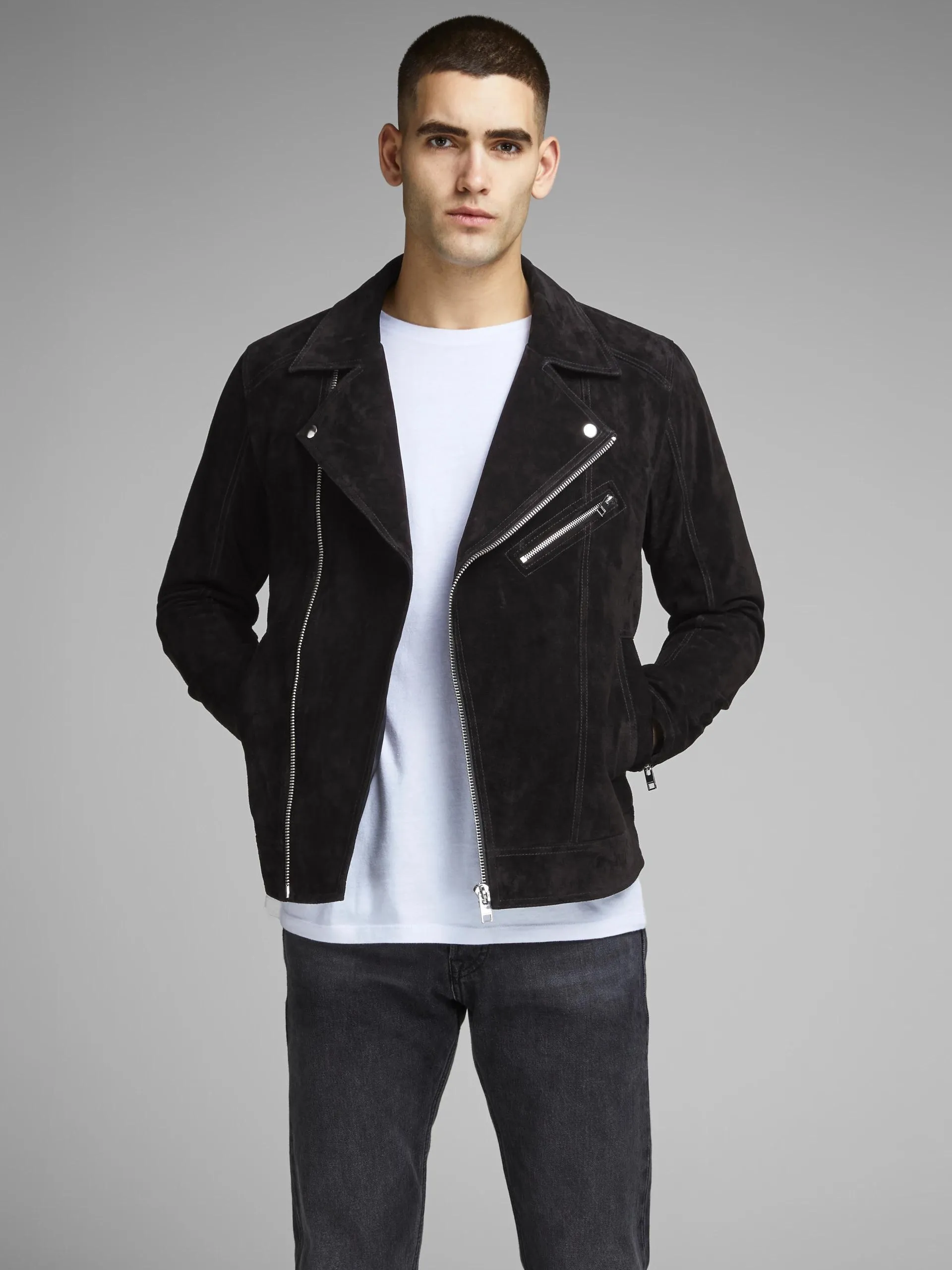 Classic Winter Genuine Suede Leather Jacket For Men | Stylish Biker Jacket by TJS