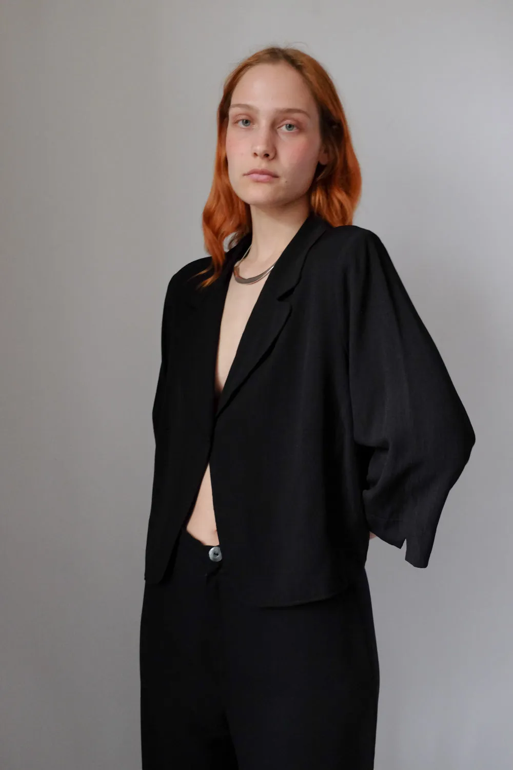 CROP VINTAGE BLACK RELAX BLAZER