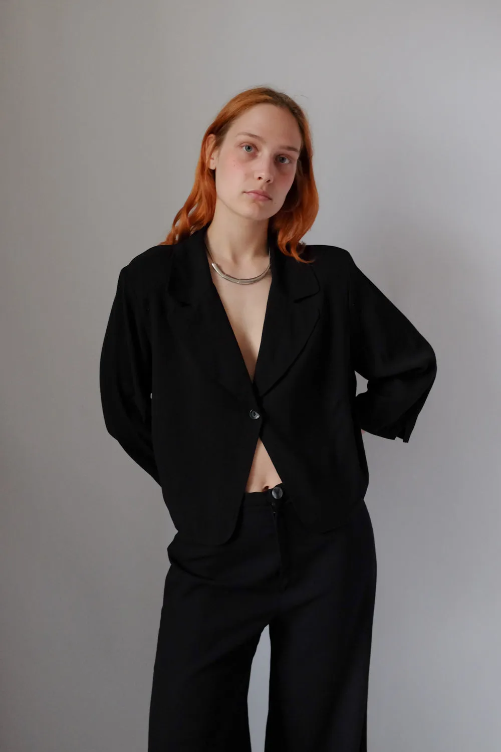 CROP VINTAGE BLACK RELAX BLAZER