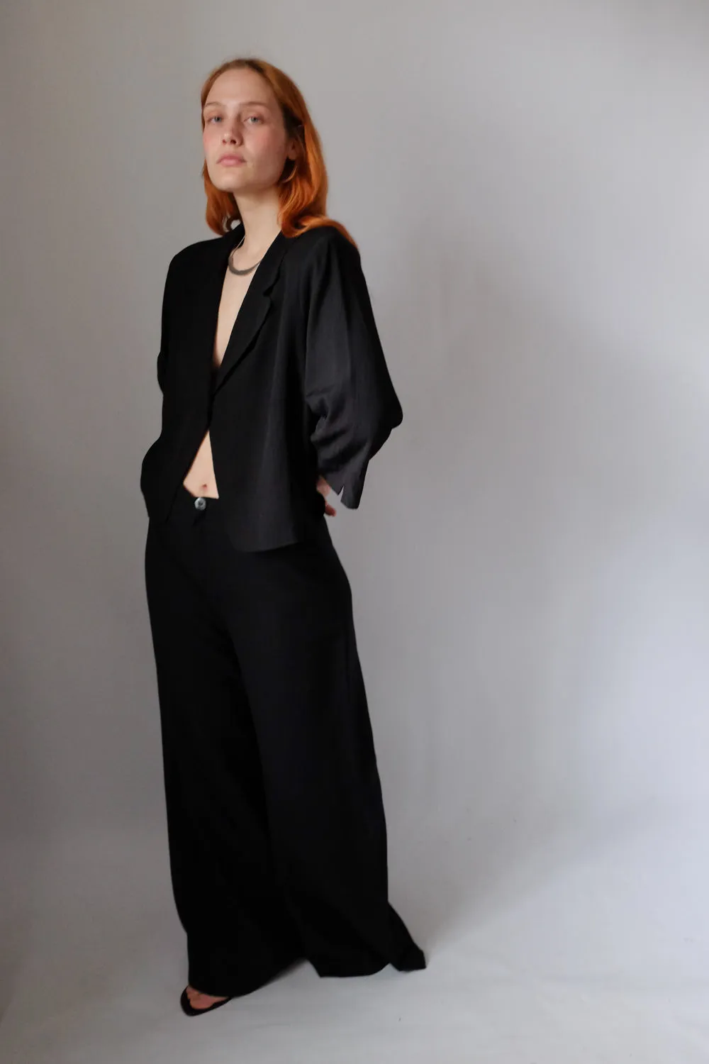 CROP VINTAGE BLACK RELAX BLAZER