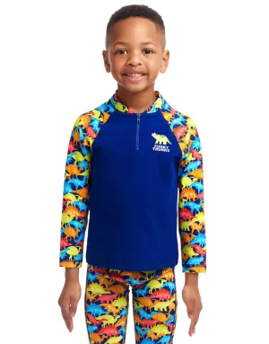 Funky Trunks Toddler Boys Swimmasaurus Zippy Rash Vest  - Blue/Multi