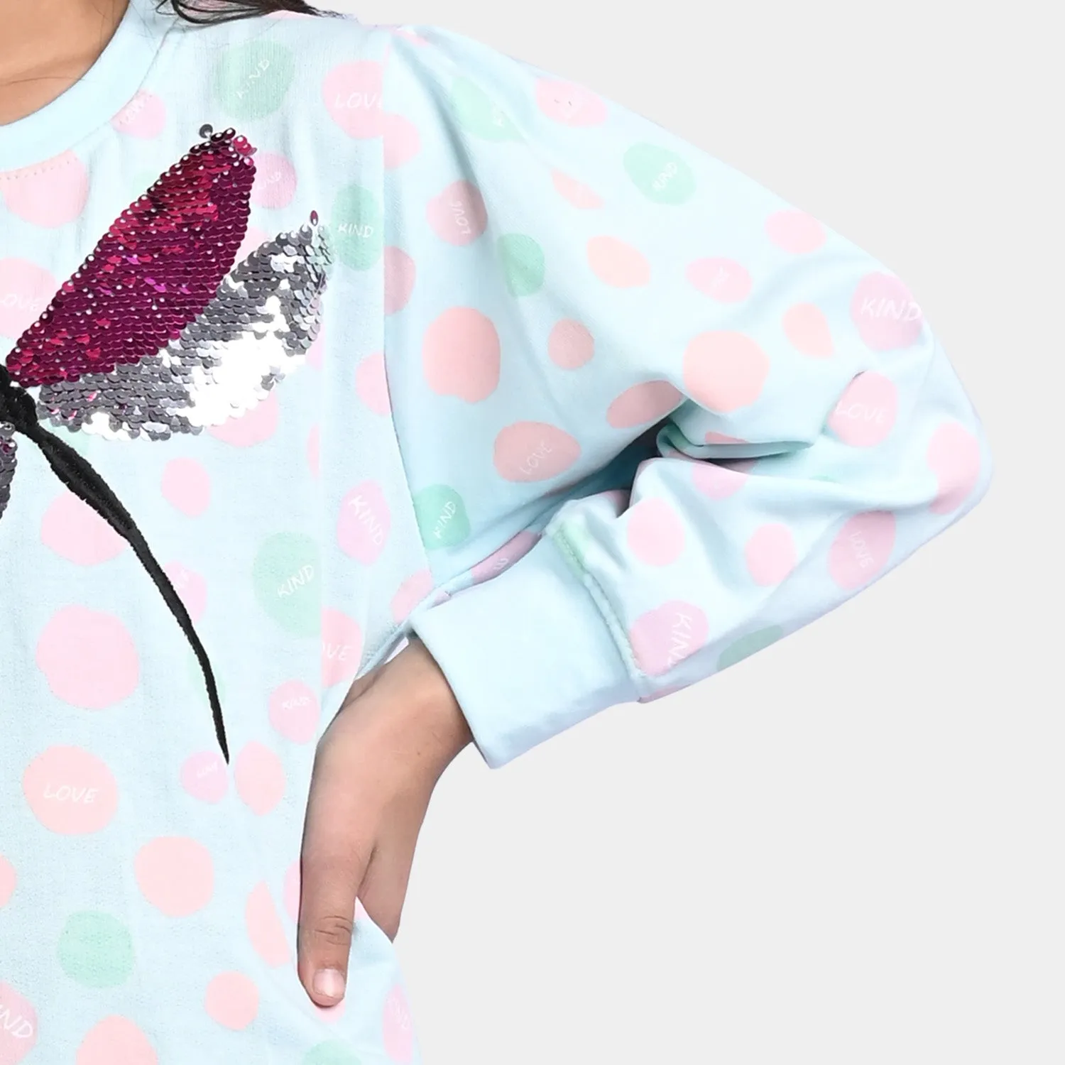 Girls Fleece Sweatshirt Dragonfly-Blue