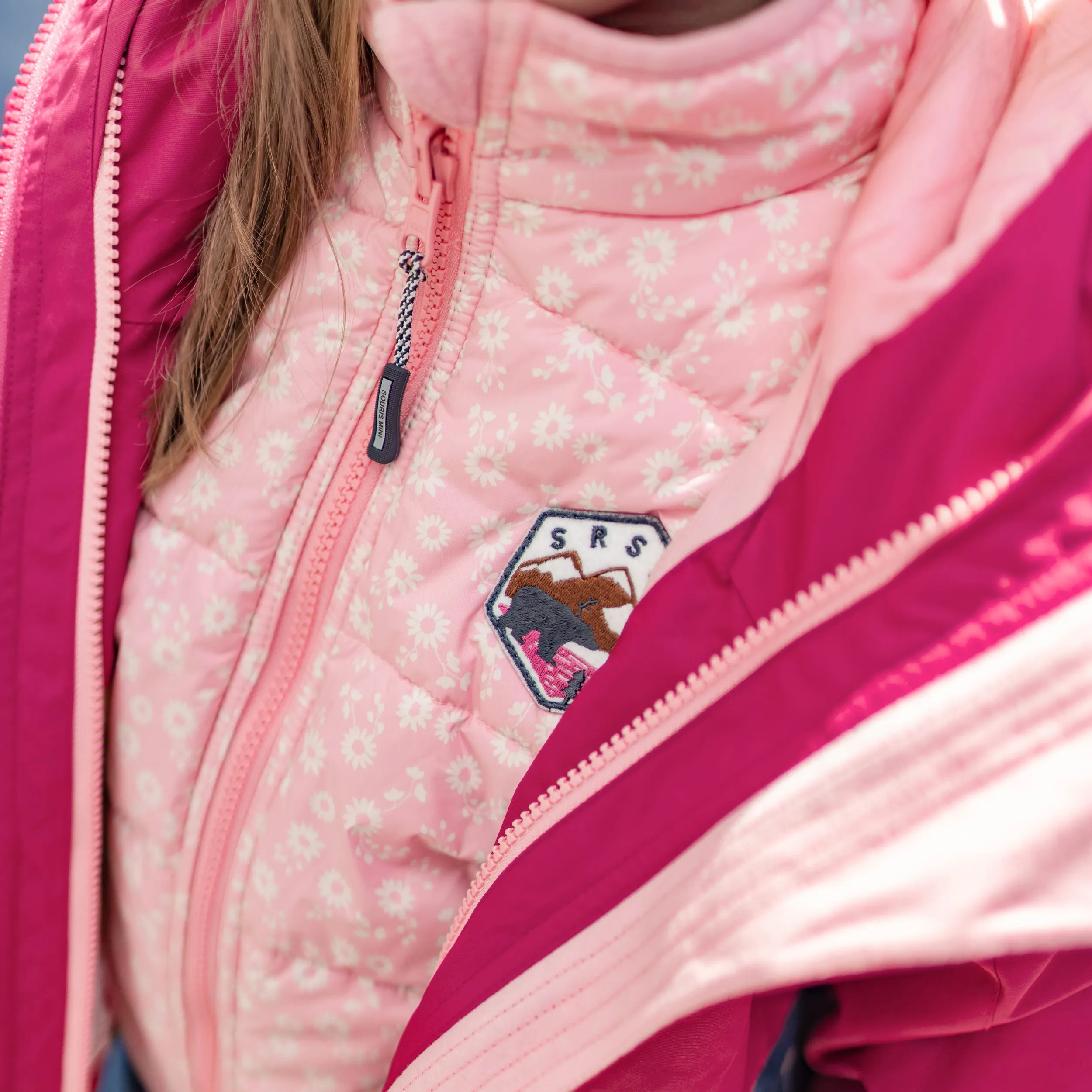 Habit de neige 3 en 1 fuchsia, rose et bleu denim, enfant || 3-in-1 snowsuit fuchsia, pink and denim blue, child