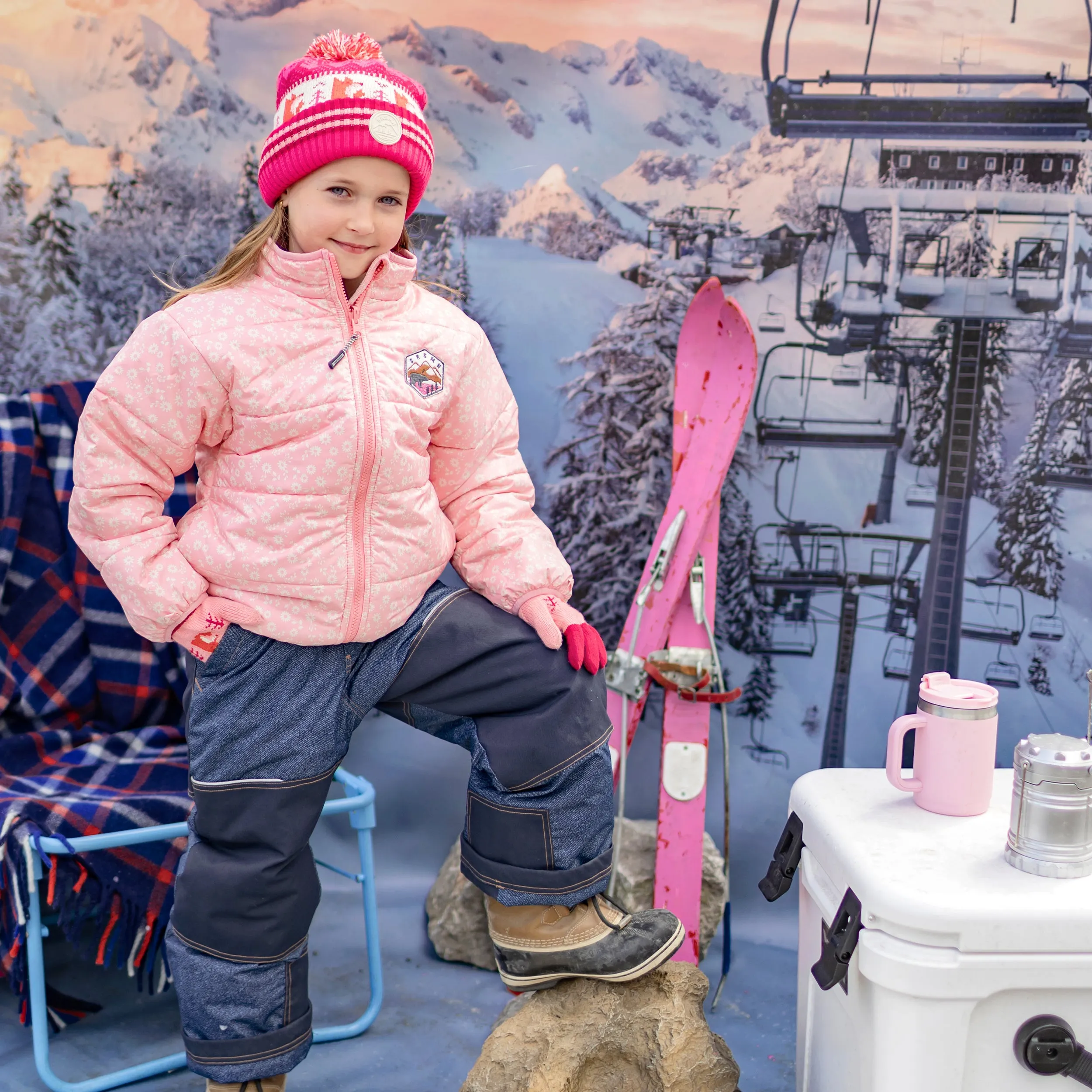 Habit de neige 3 en 1 fuchsia, rose et bleu denim, enfant || 3-in-1 snowsuit fuchsia, pink and denim blue, child