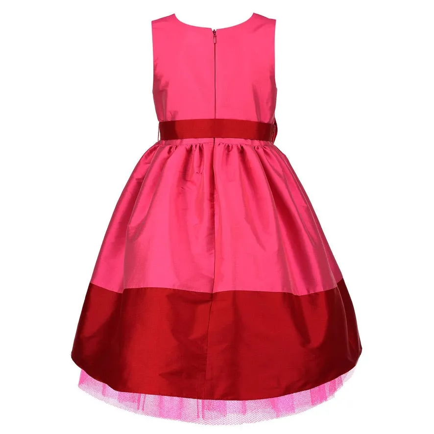 Holly Hastie Florence Pink & Red Taffeta Bow Girls Party Dress