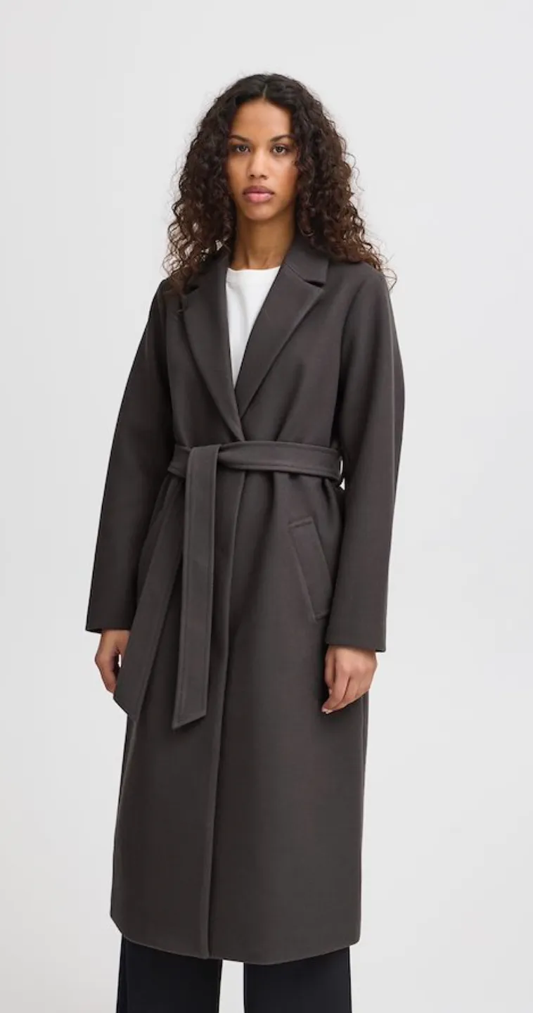 Jannet Long Coat in Forged Iron