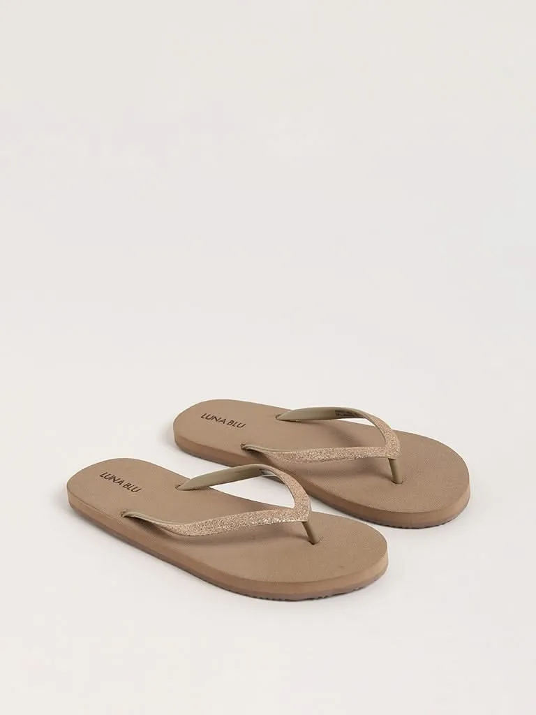 LUNA BLU Beige Glitter Flip-Flop