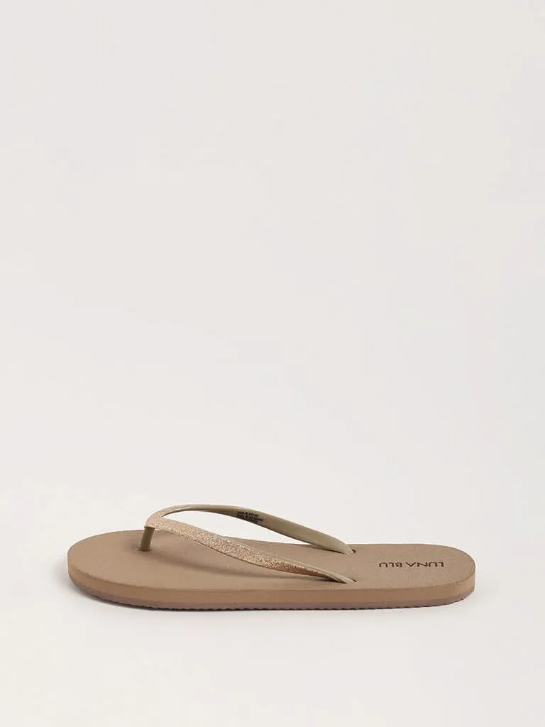 LUNA BLU Beige Glitter Flip-Flop