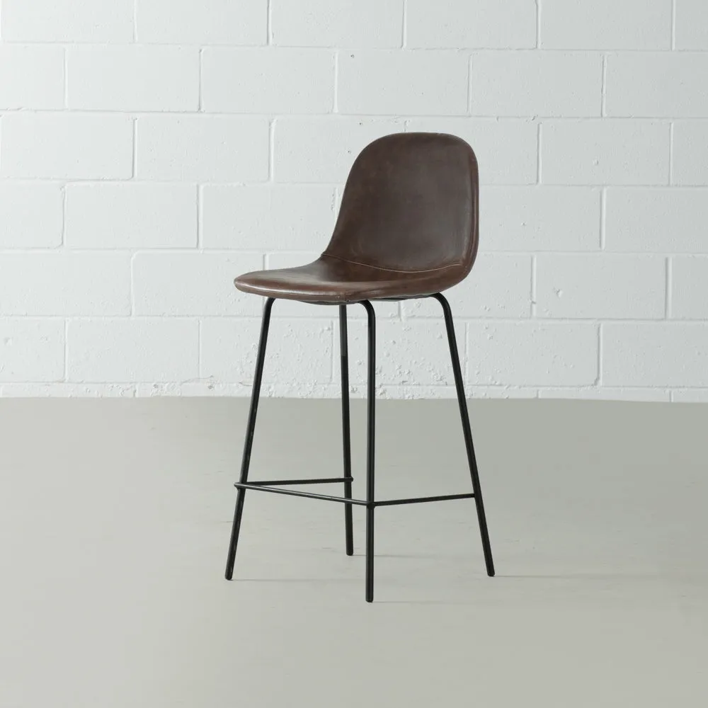 MILAN - Brown Leather Bar Stool