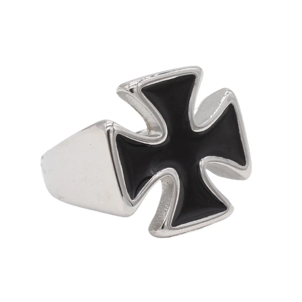 Personalized Men's Titanium Steel Cross Ring - European and American Style, Wholesale Jewelry