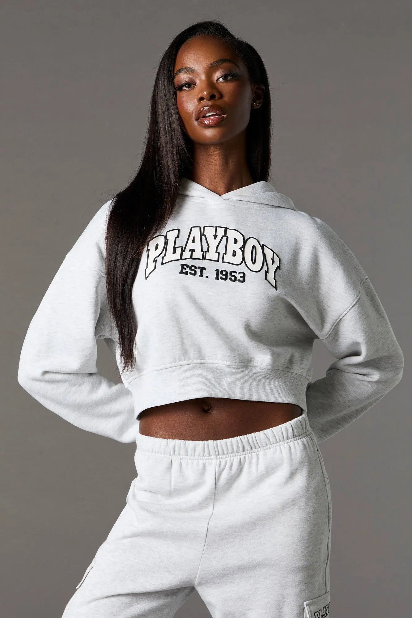 Playboy Graphic Fleece Cropped Hoodie