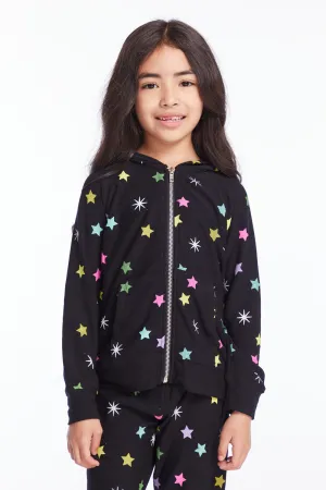 Rainbow Stars Girls Zip Up Hoodie