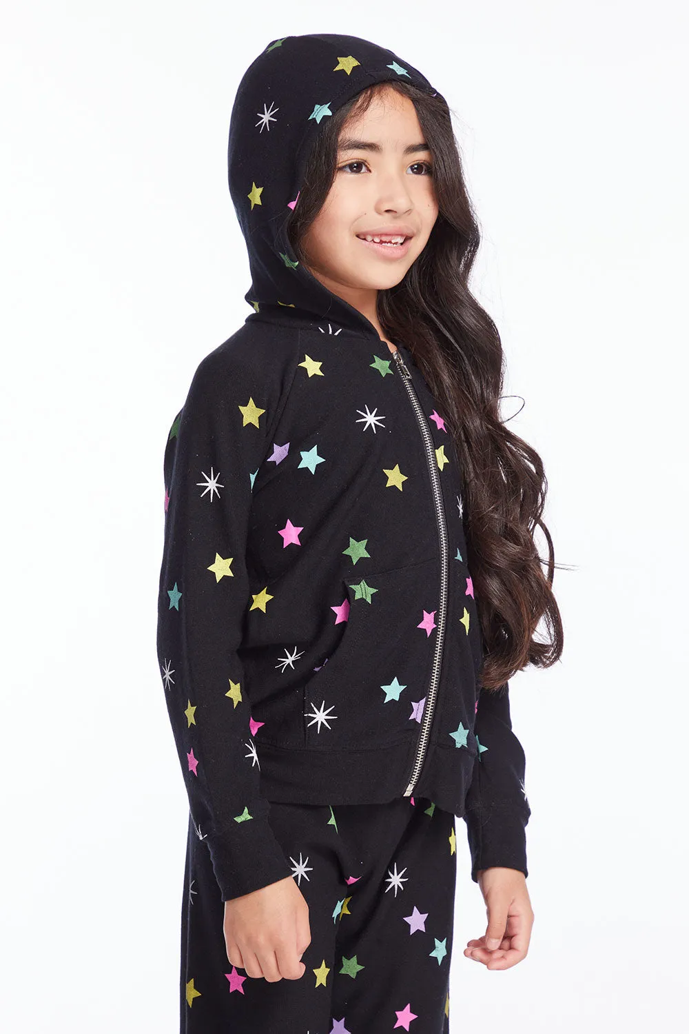 Rainbow Stars Girls Zip Up Hoodie