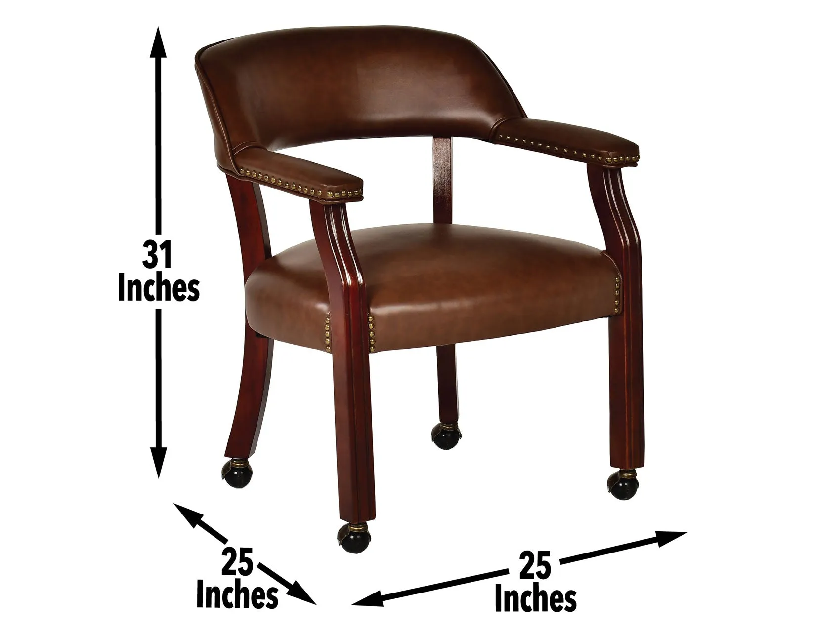 Tournament Arm Chair w/Casters – Brown