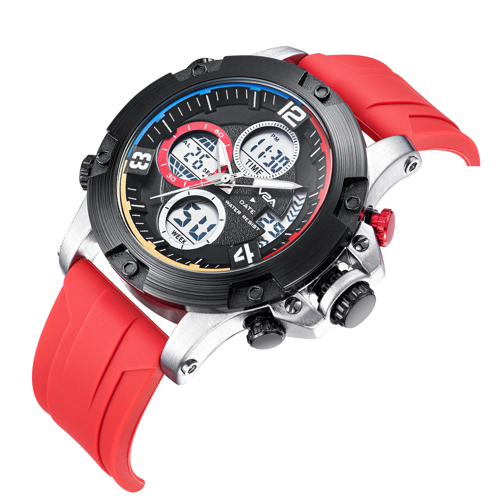 V2A Adventure Alloy Case Red Silicon Band Analog Digital Sports Watch for Men Latest Men’s Watch | Gifts for Men | Gift for Brother | Gift for Husband | Birthday Gifts