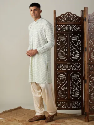 VASTRAMAY Green Chikankari Kurta Set