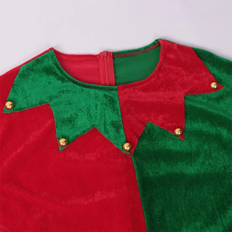 Women's Elf Costume Christmas Workshop Elf Suit Women Green Dress Outfit